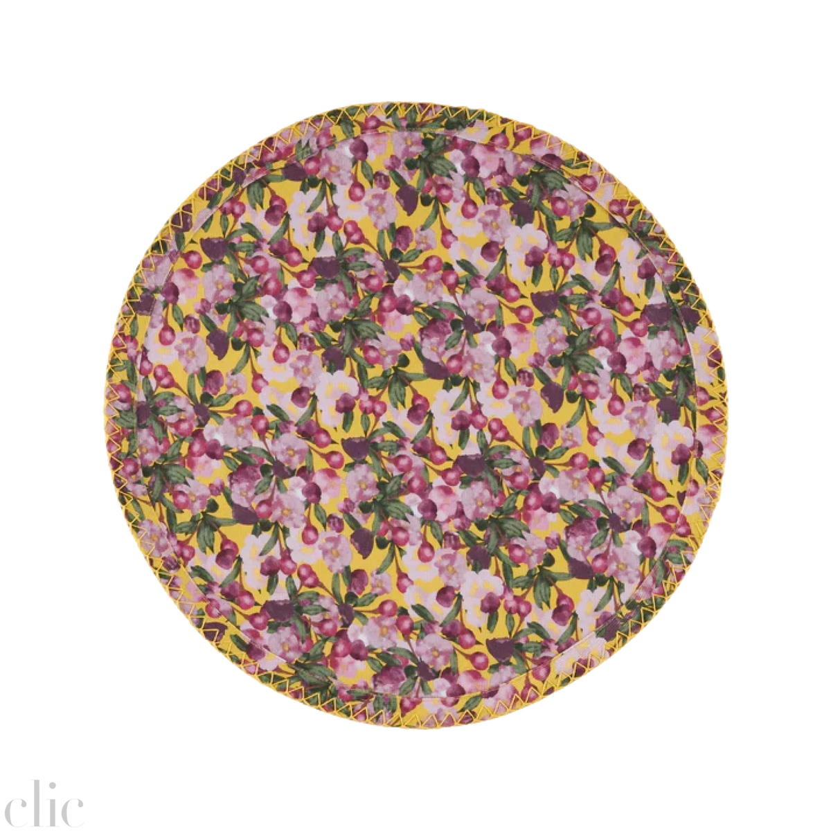 Set of Six Round Placemats in Romace is Dead Yellow, from, Sophie Williamson Design