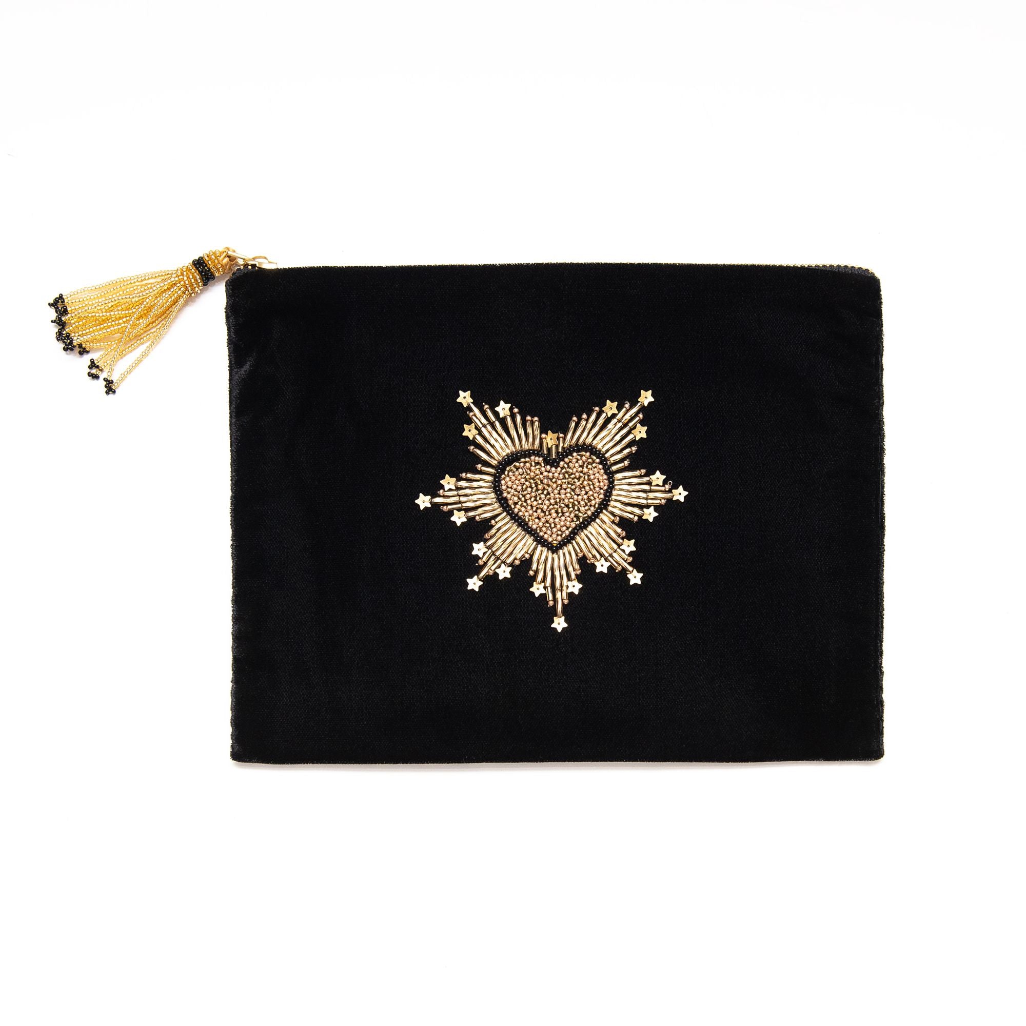 Sparkle Heart Pouch in Black, from Olivia Dar