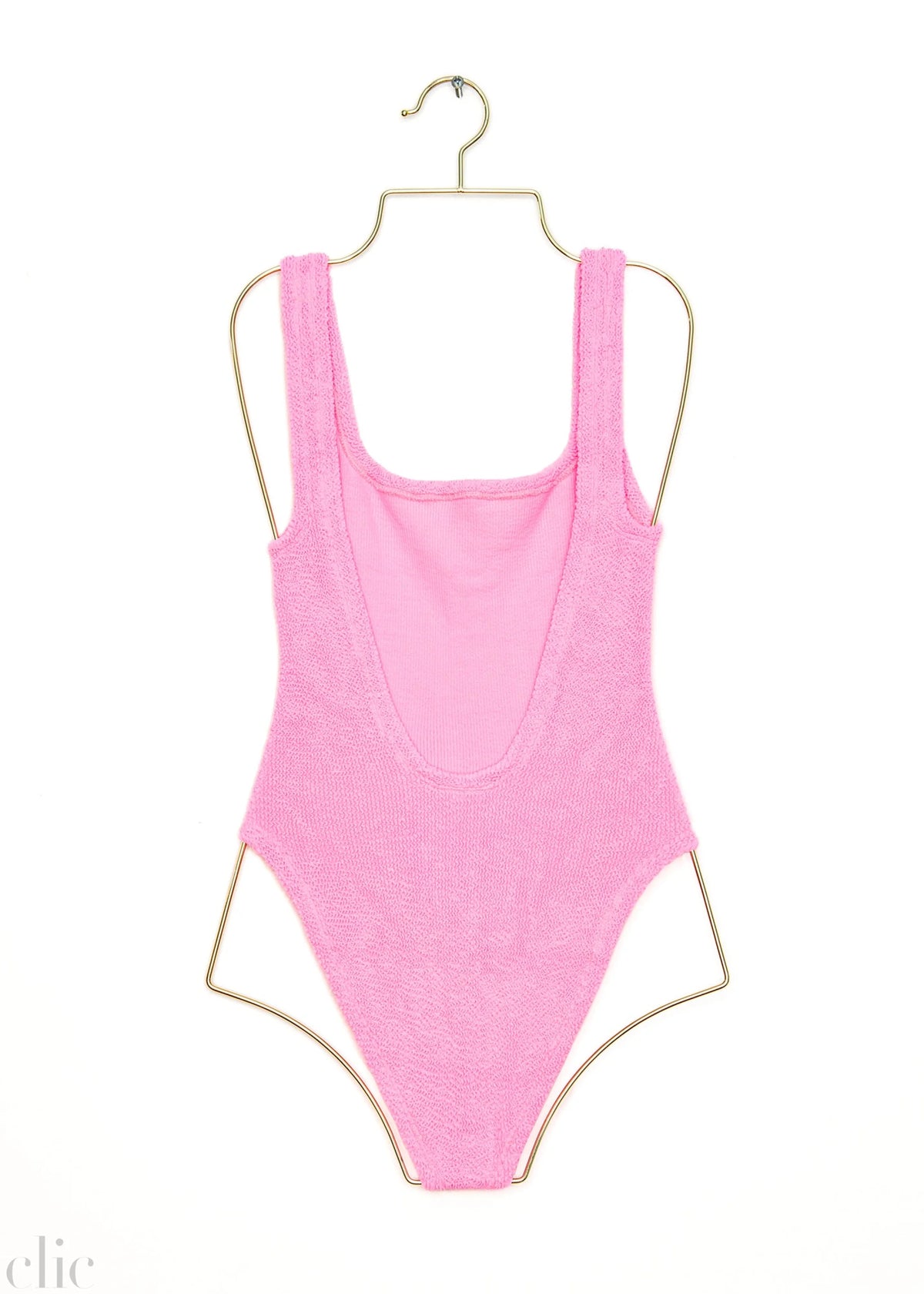 Square Neck Swimsuit in Bubblegum, from Hunza G