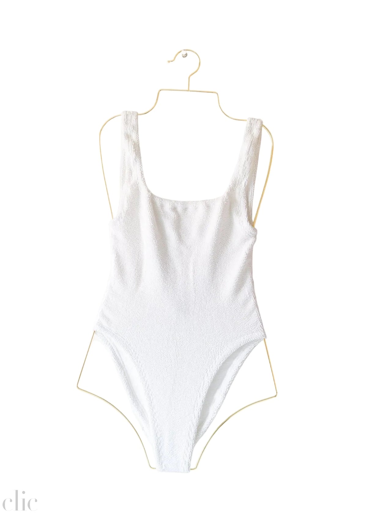 Square Neck Swimsuit in White, from Hunza G
