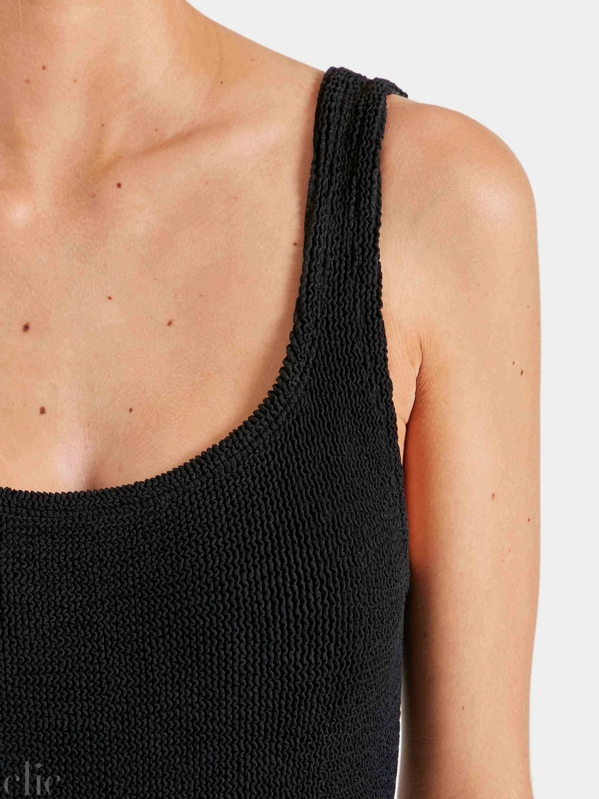 Square Neck Swimsuit in Black, from Hunza G