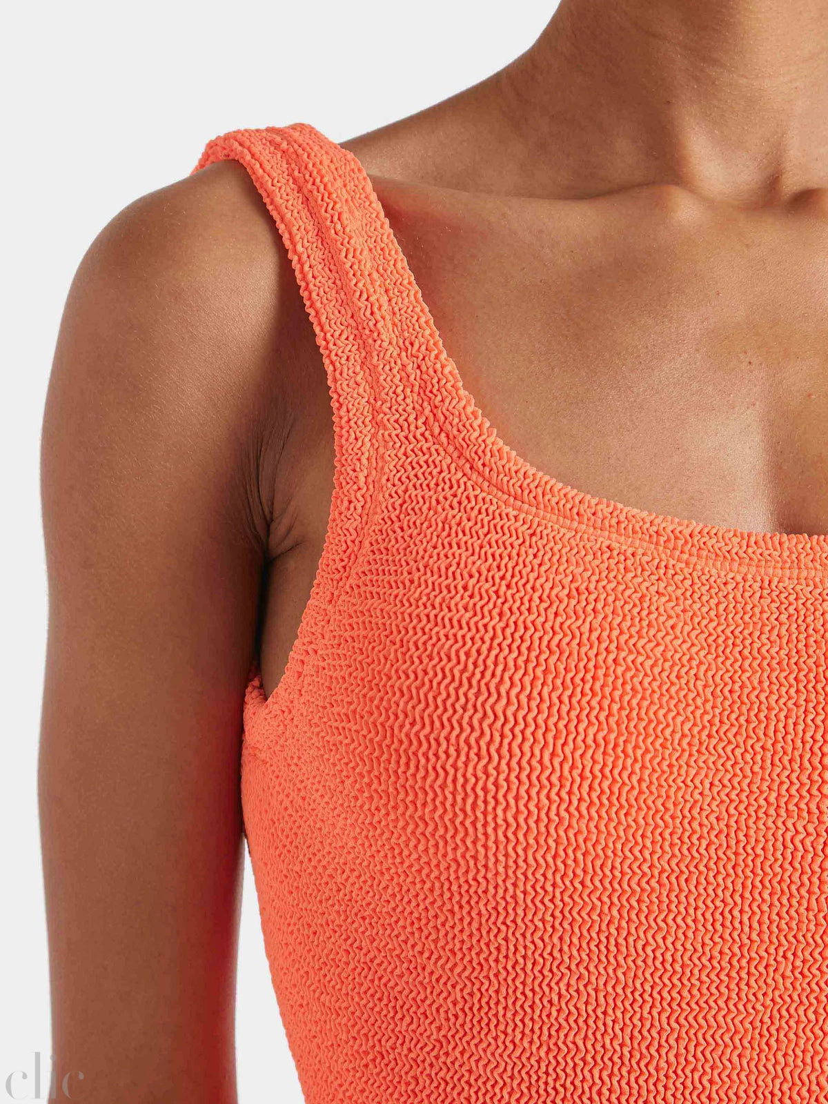 Square Neck Swimsuit in Orange, from Hunza G