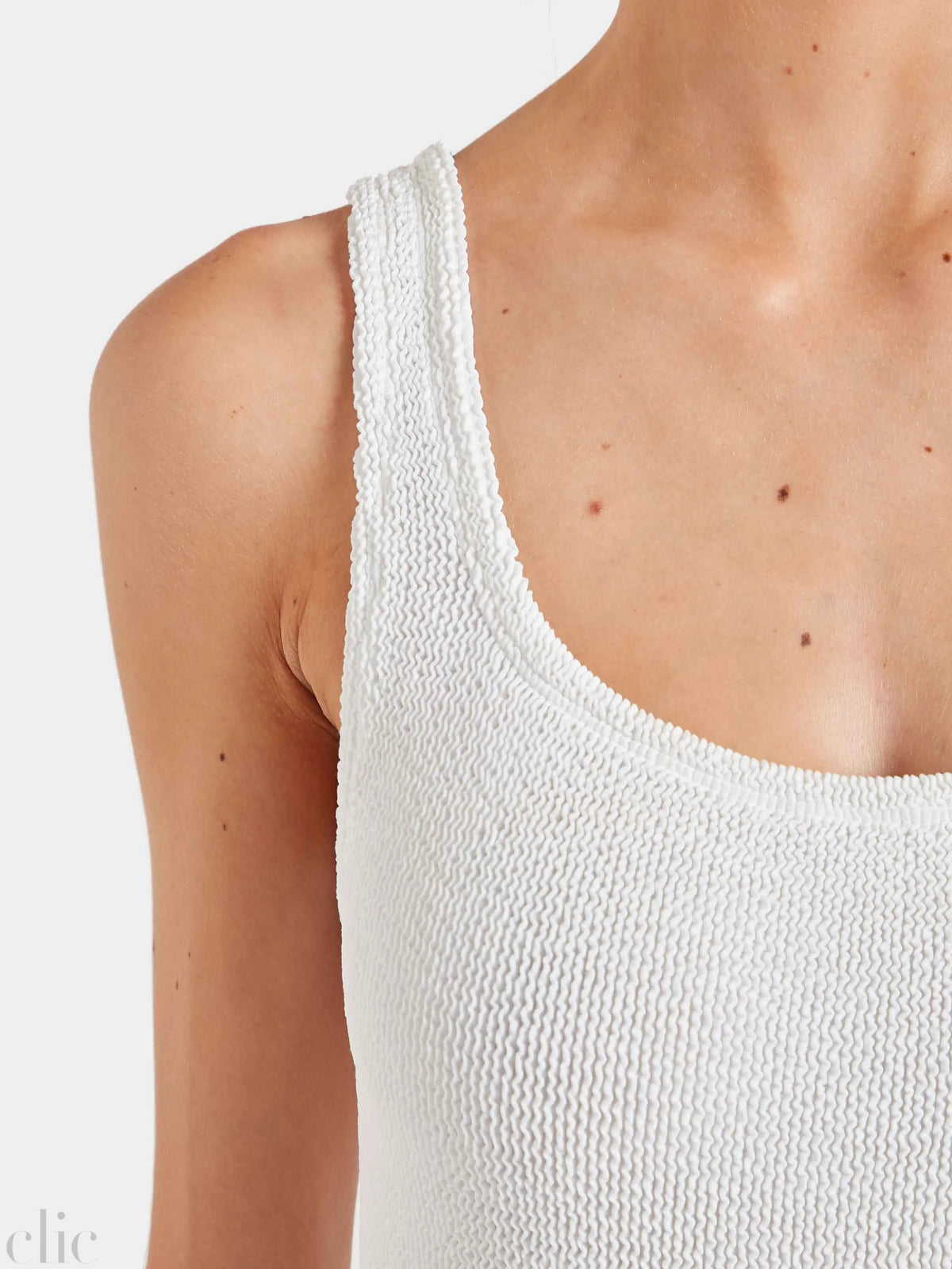 Square Neck Swimsuit in White, from Hunza G
