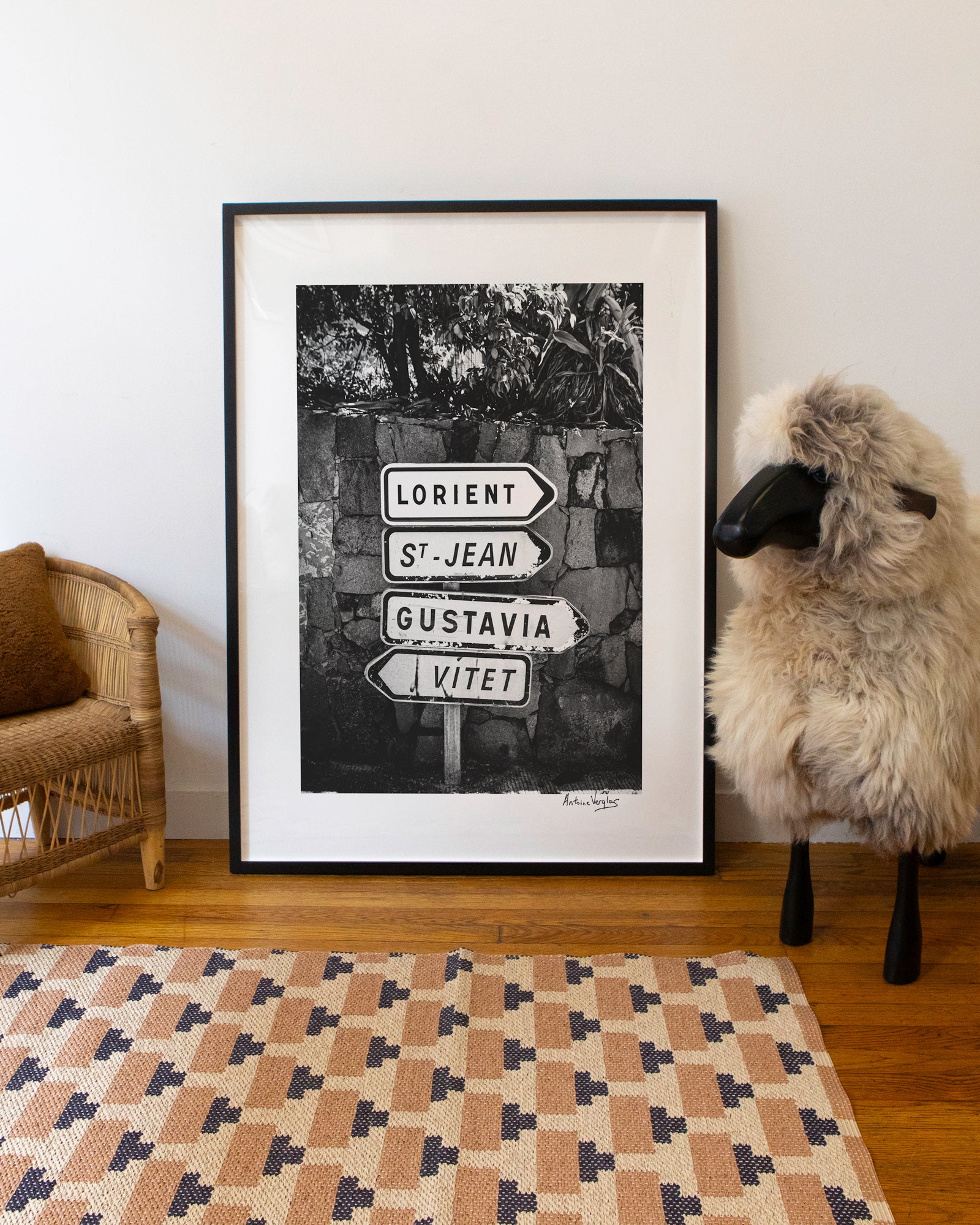 St. Barth Sign 1 Black and White by Antoine Verglas