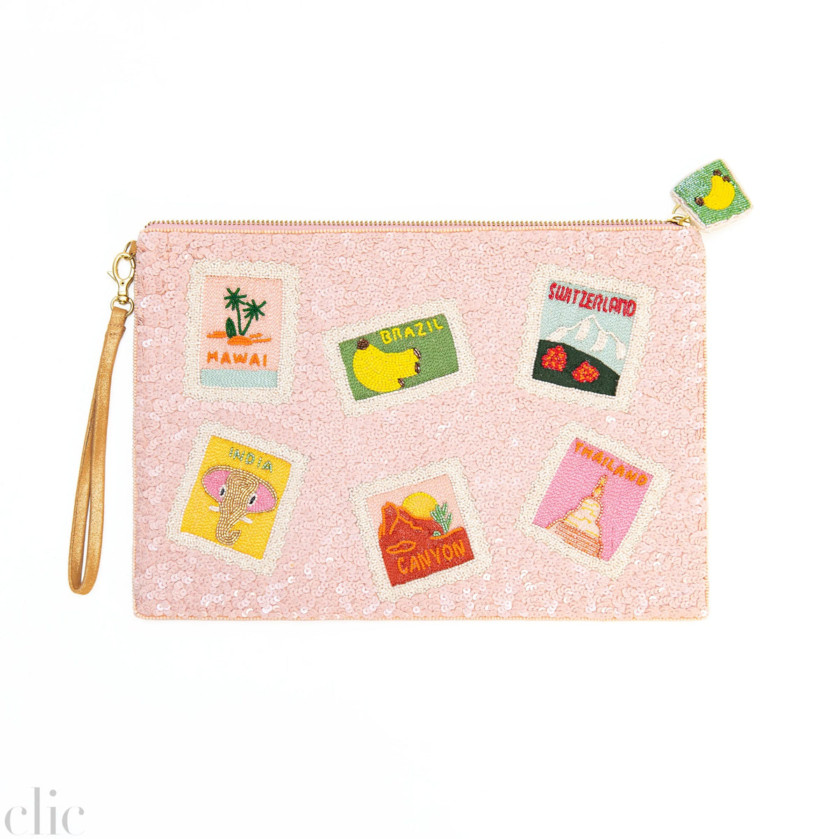 Stamps Sequins Pouch, from Olivia Dar