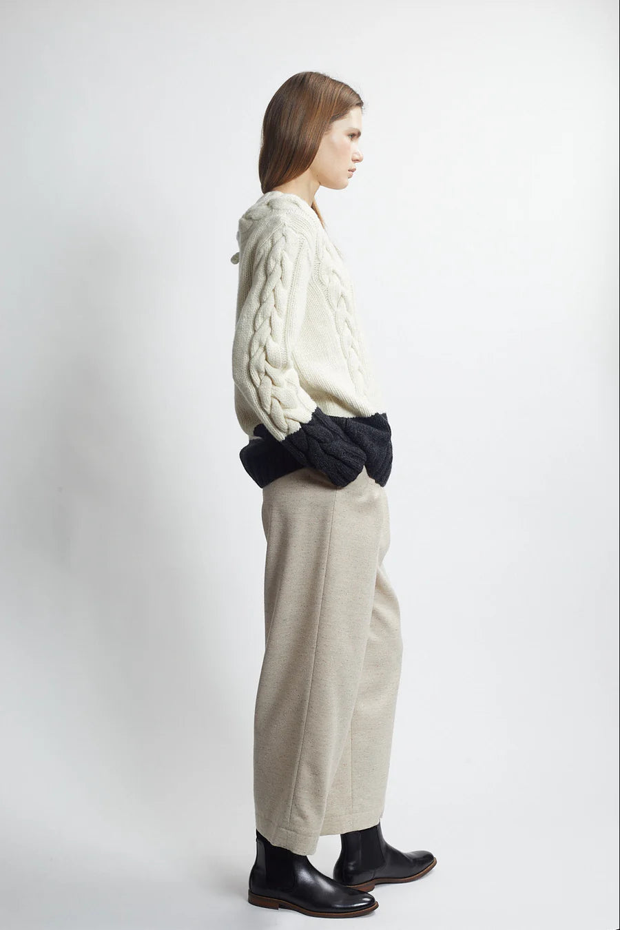 Handknit Cable Sweater in Ivory, from The Salting