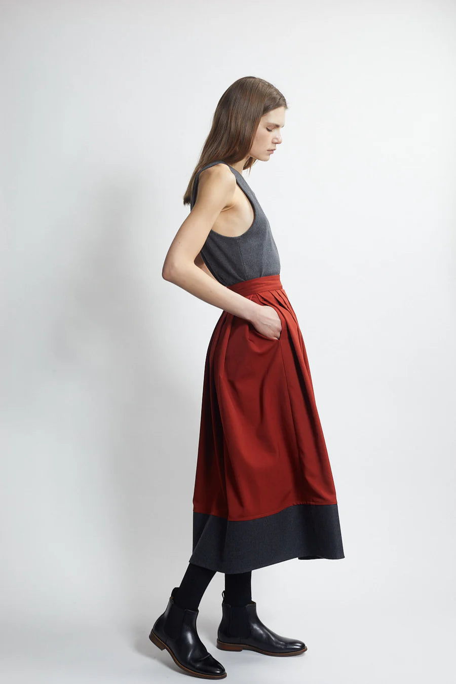 Pleated Skirt in Rust, from The Salting