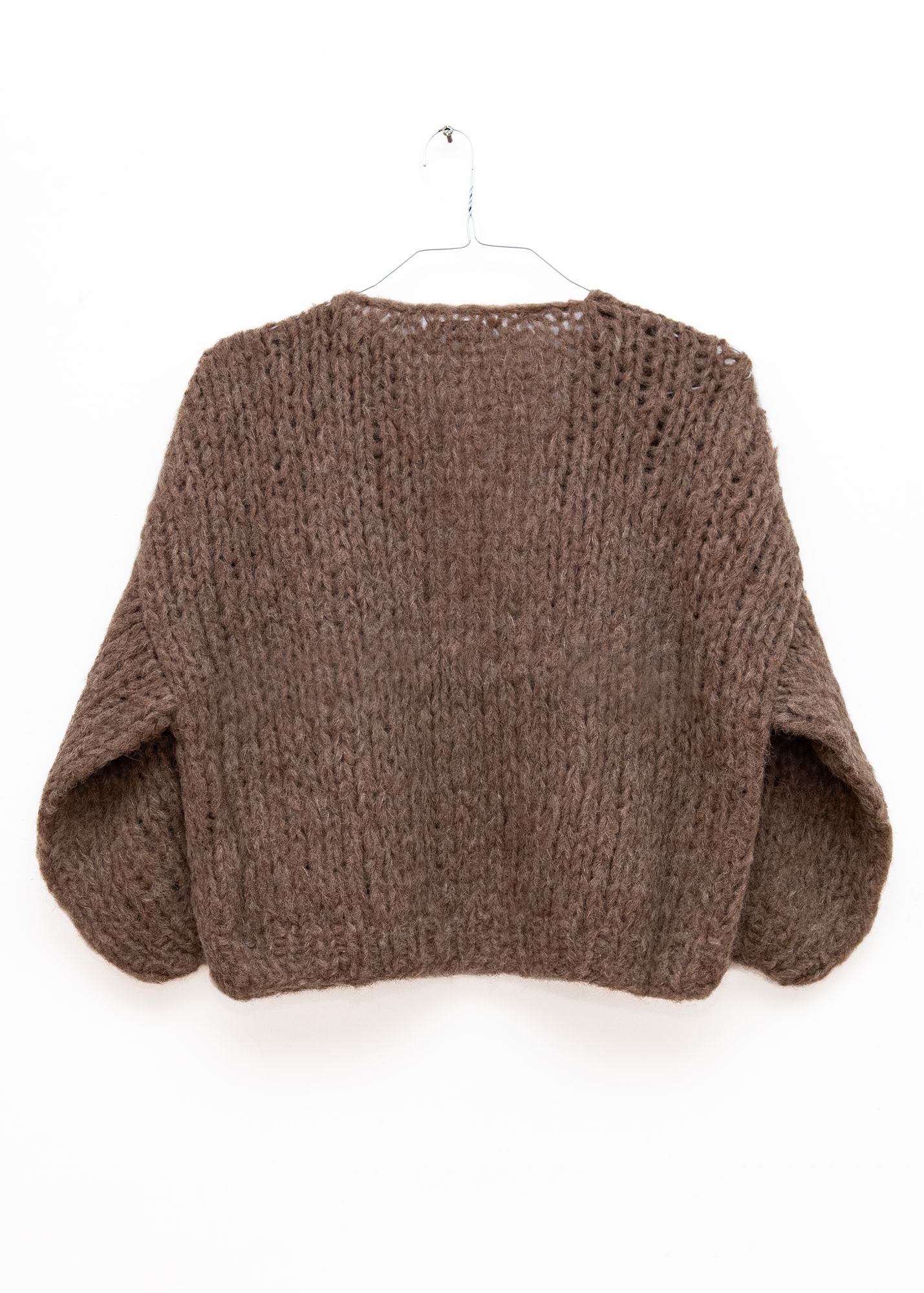 Fleecy Alpaca Bomber Cardigan in Natural Brown, from Maiami