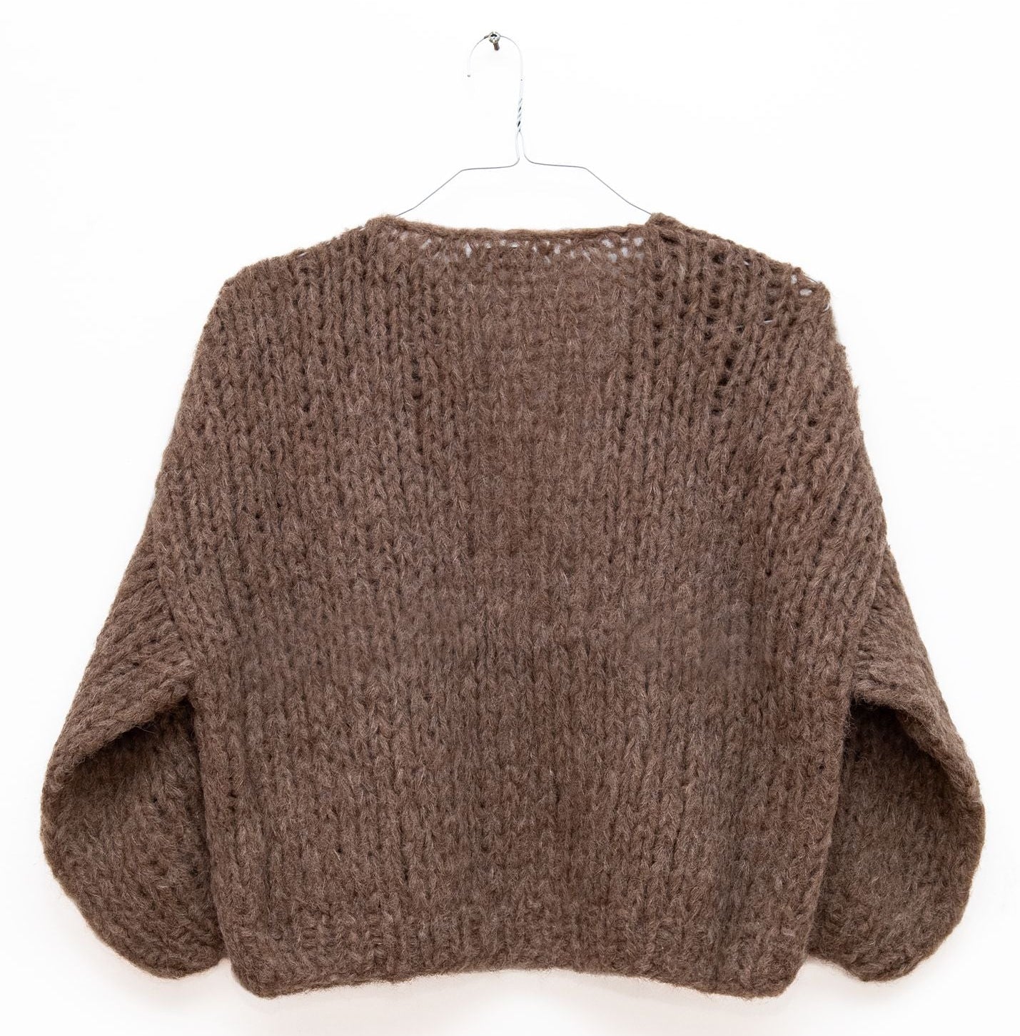 Fleecy Alpaca Bomber Cardigan in Natural Brown, from Maiami