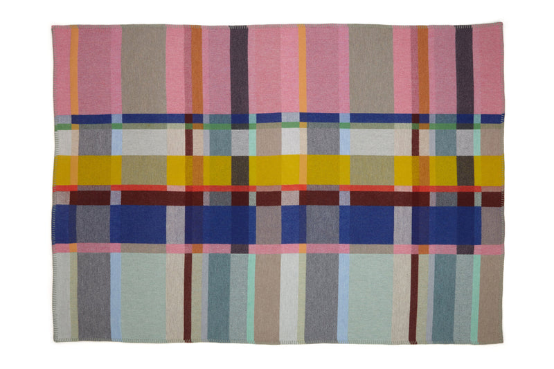 Lloyd Block Large Throw in Pink & Mint, from Wallace Sewell