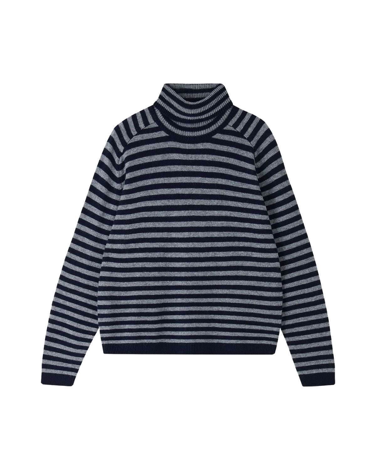 Narrow Stripe Roll Collar in Navy Cloudy, from Jumper 1234