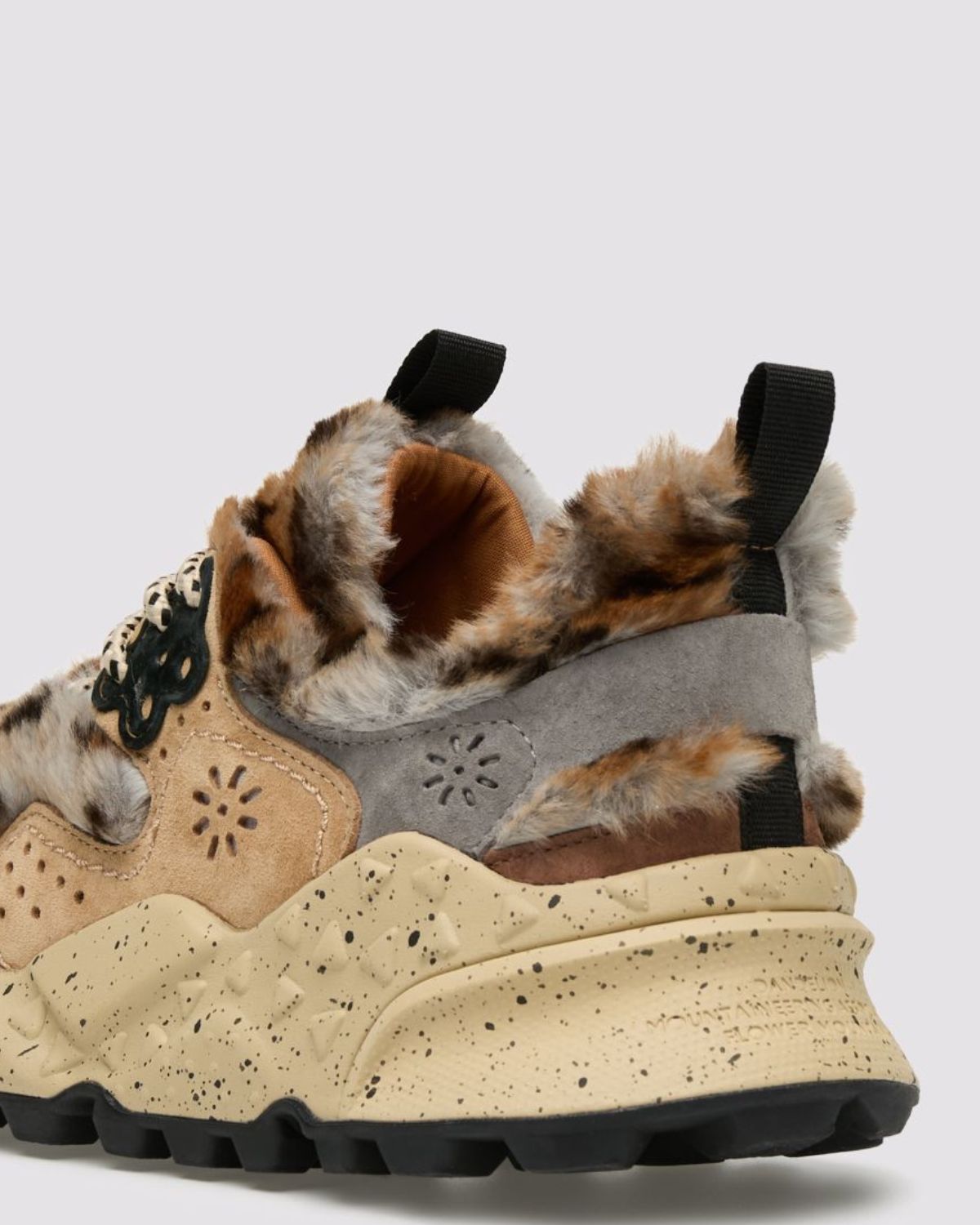 Kotetsu Suede Eco-Fur in Grey & Light Brown, from Flower Mountain