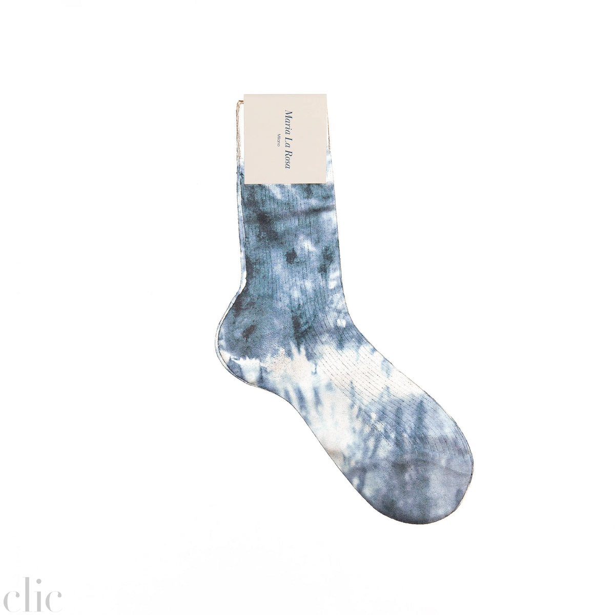 Tie Dye Ribbed Laminated Socks in Navy, from Maria La Rosa