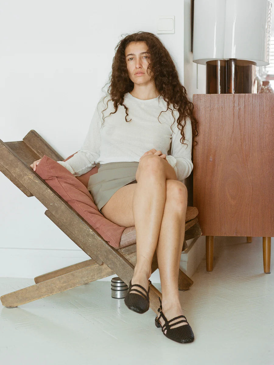 Toledo Woven Leather Slingback in Black, from LoQ