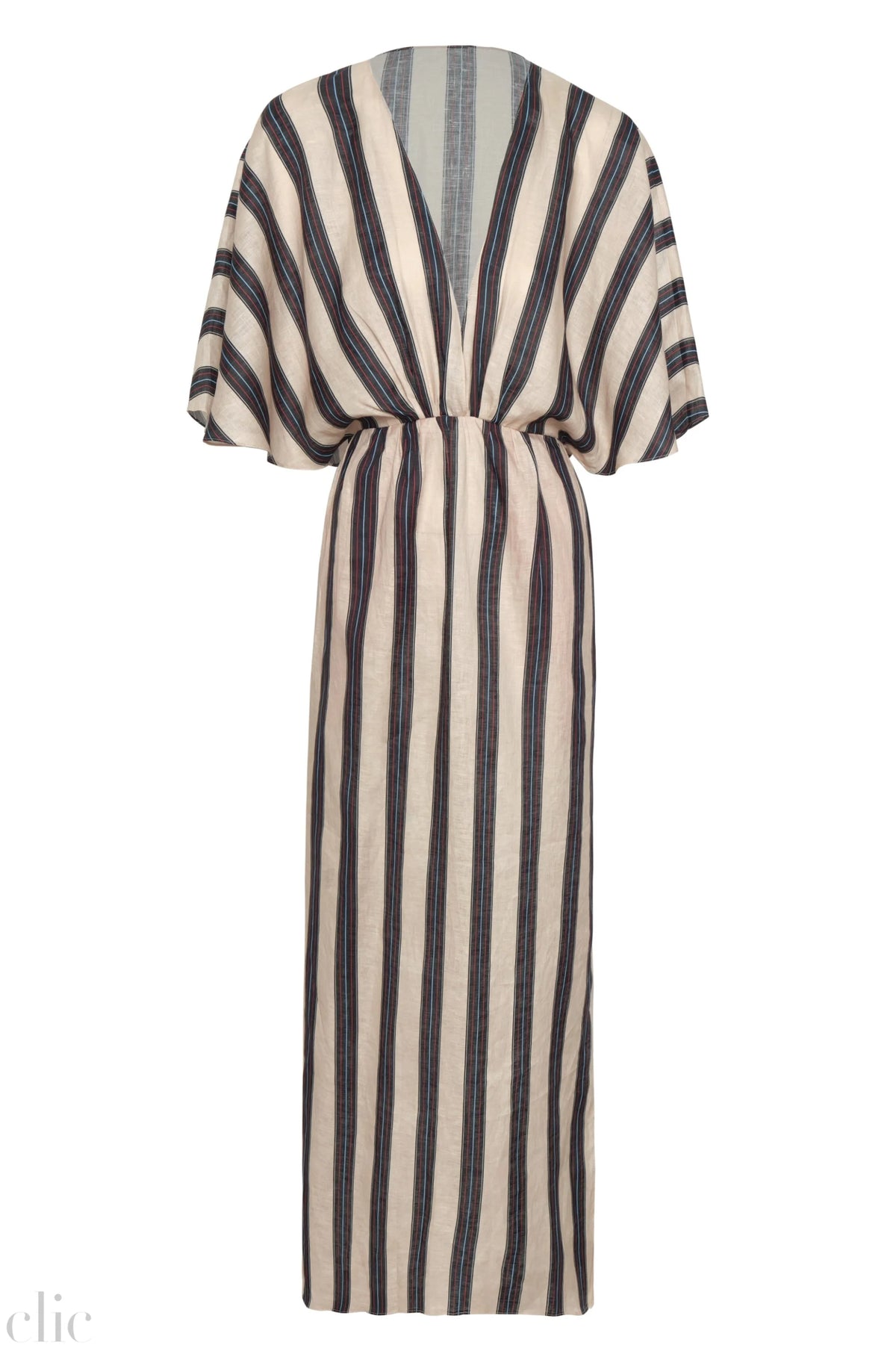 Topacio Linen Midi Tunic Dress in Navy Stripes, from Juan D Dios