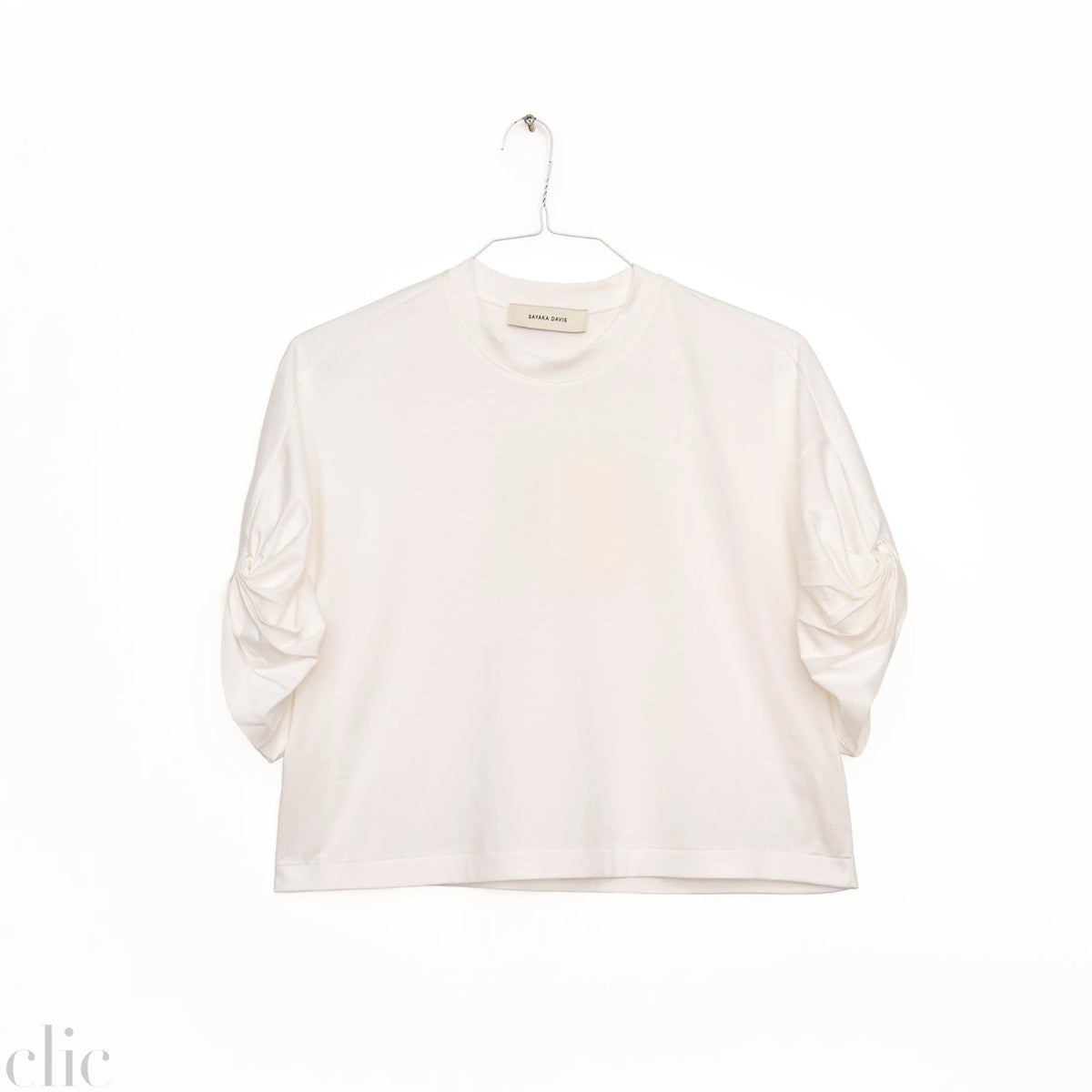 Twisted Sleeve Tee in White, from Sayaka Davis