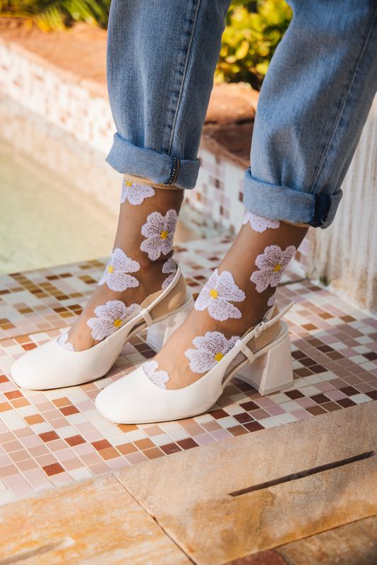 Murano Socks in Creme, from Atelier St Eustache