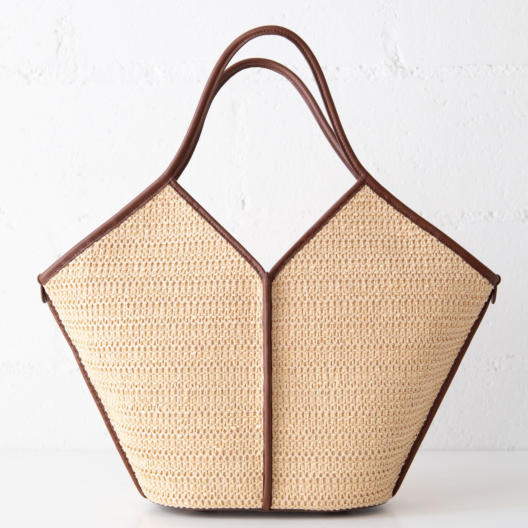 Calella Raffia in Natural with Chestnut, from Hereu