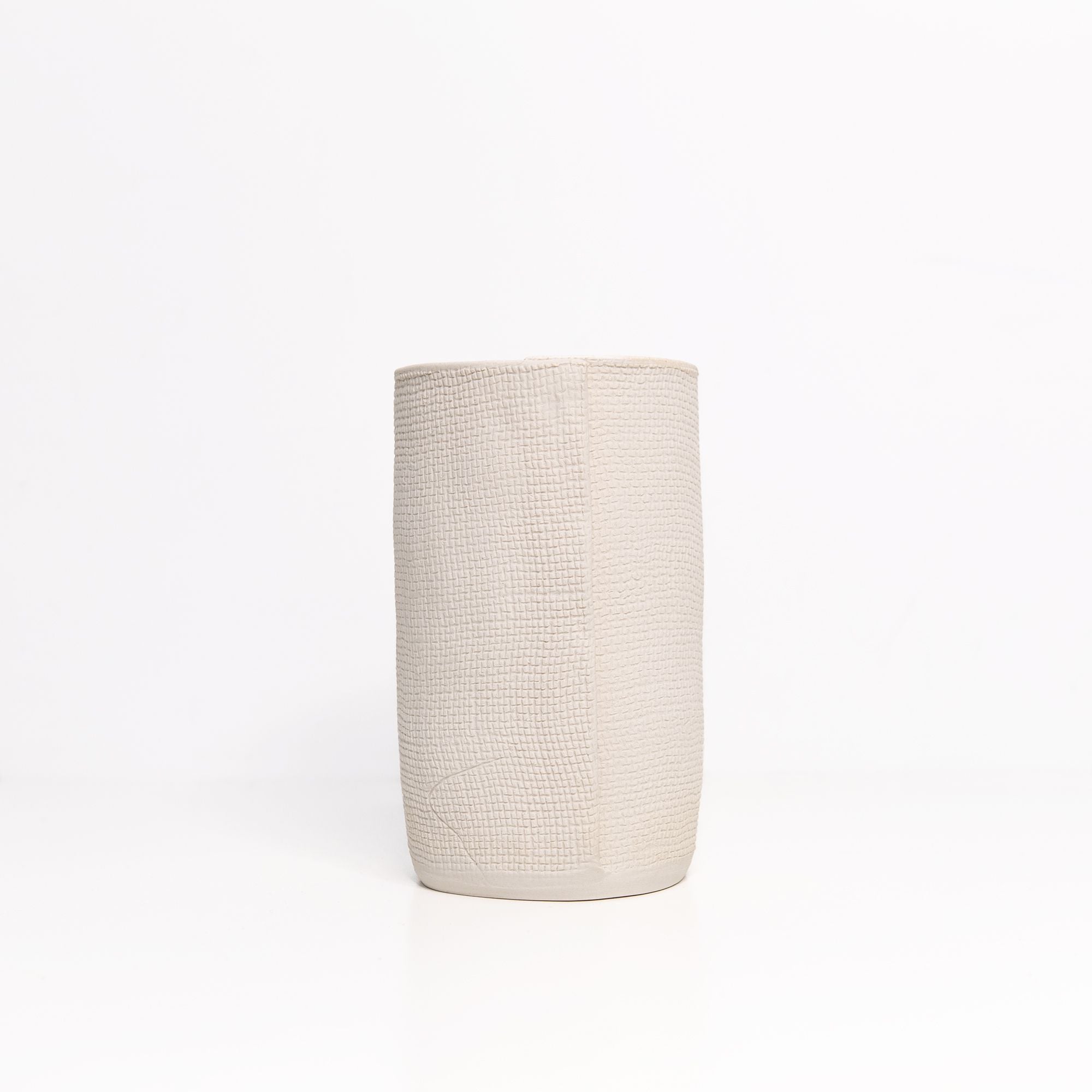 Small Burlap Cylinder Vase in Cream, from CYM
