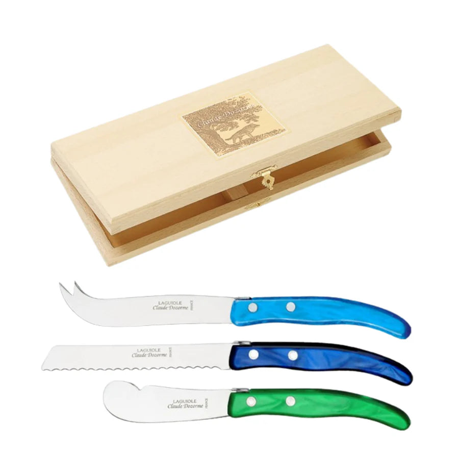 Berlingot 3 Piece Breakfast Set in Blue Green, from Claude Dozorme