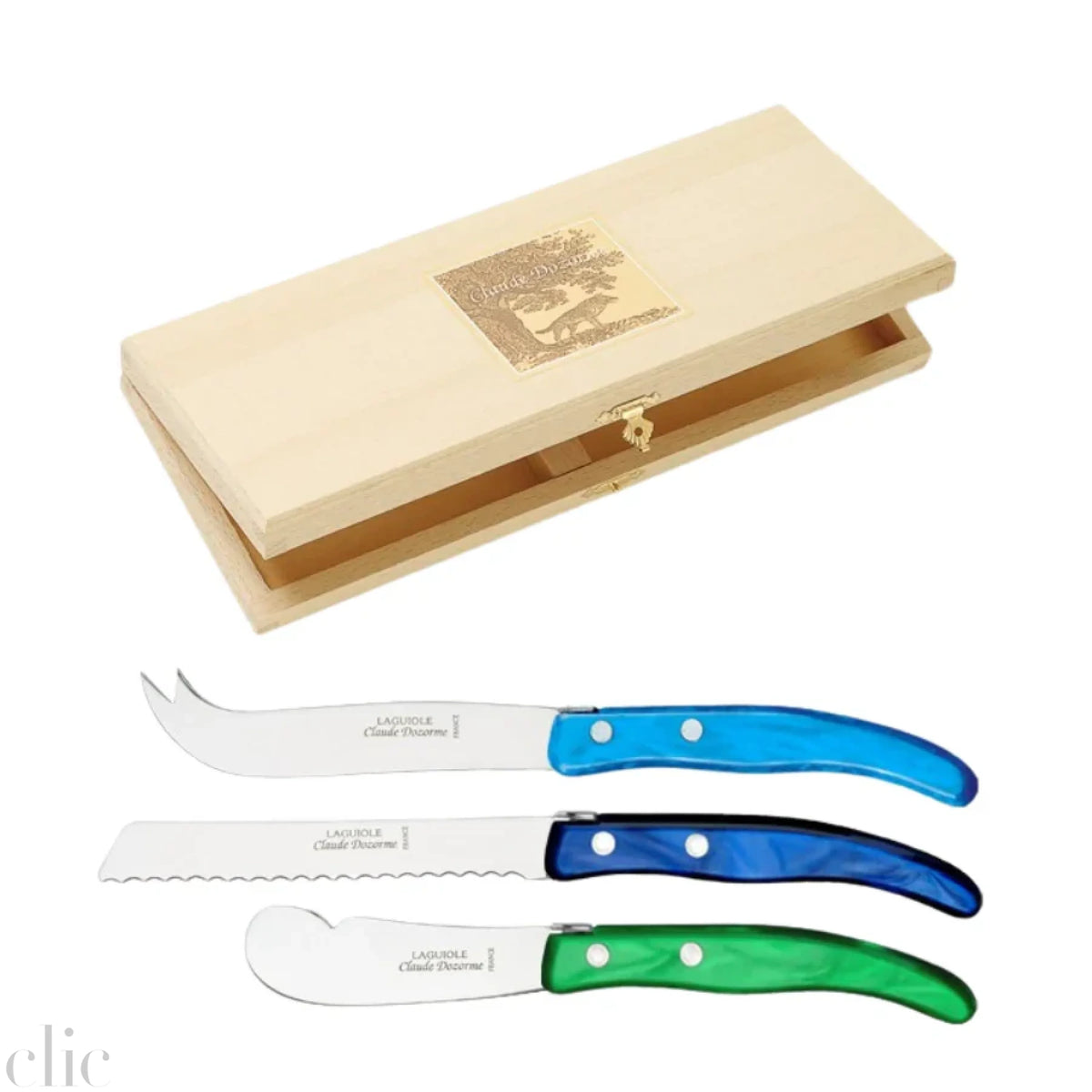 Berlingot 3 Piece Breakfast Set in Blue Green, from Claude Dozorme