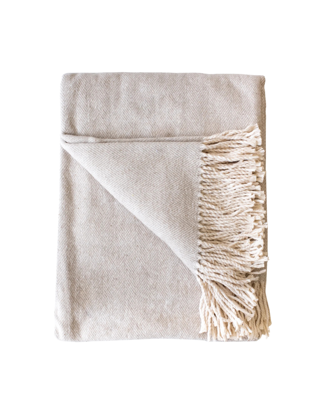 Cotton Herringbone Throw in Oyster, from Evangeline