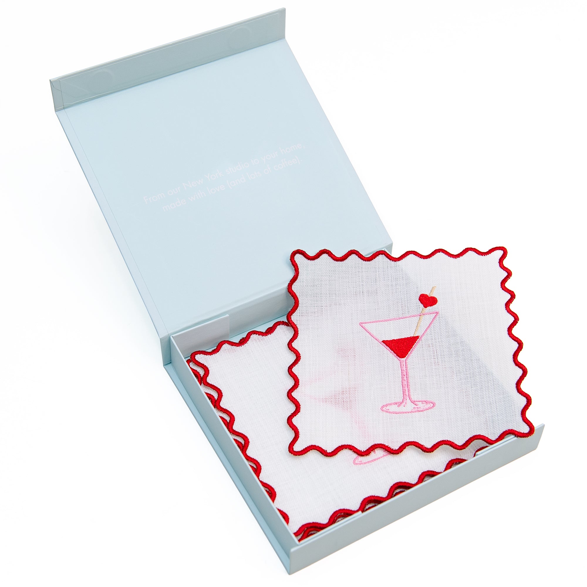 Valentines Cocktail Set of 4 Napkins, from NuYorkCloth