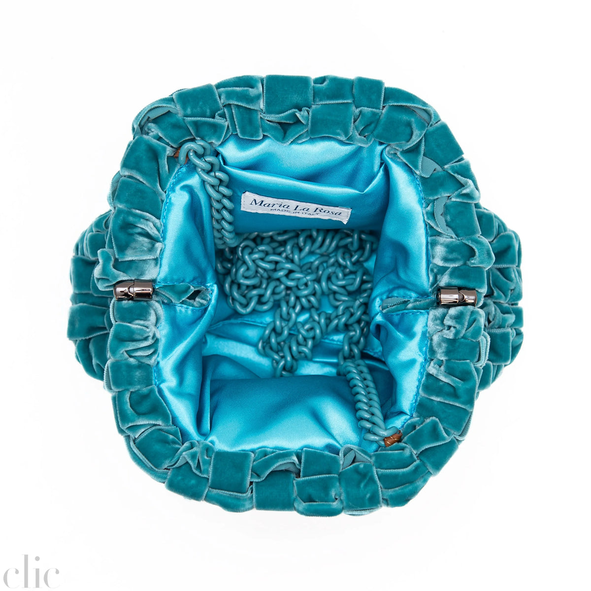 Velvet Mini Game Bag in Ceruleo, from Maria La Rosa
