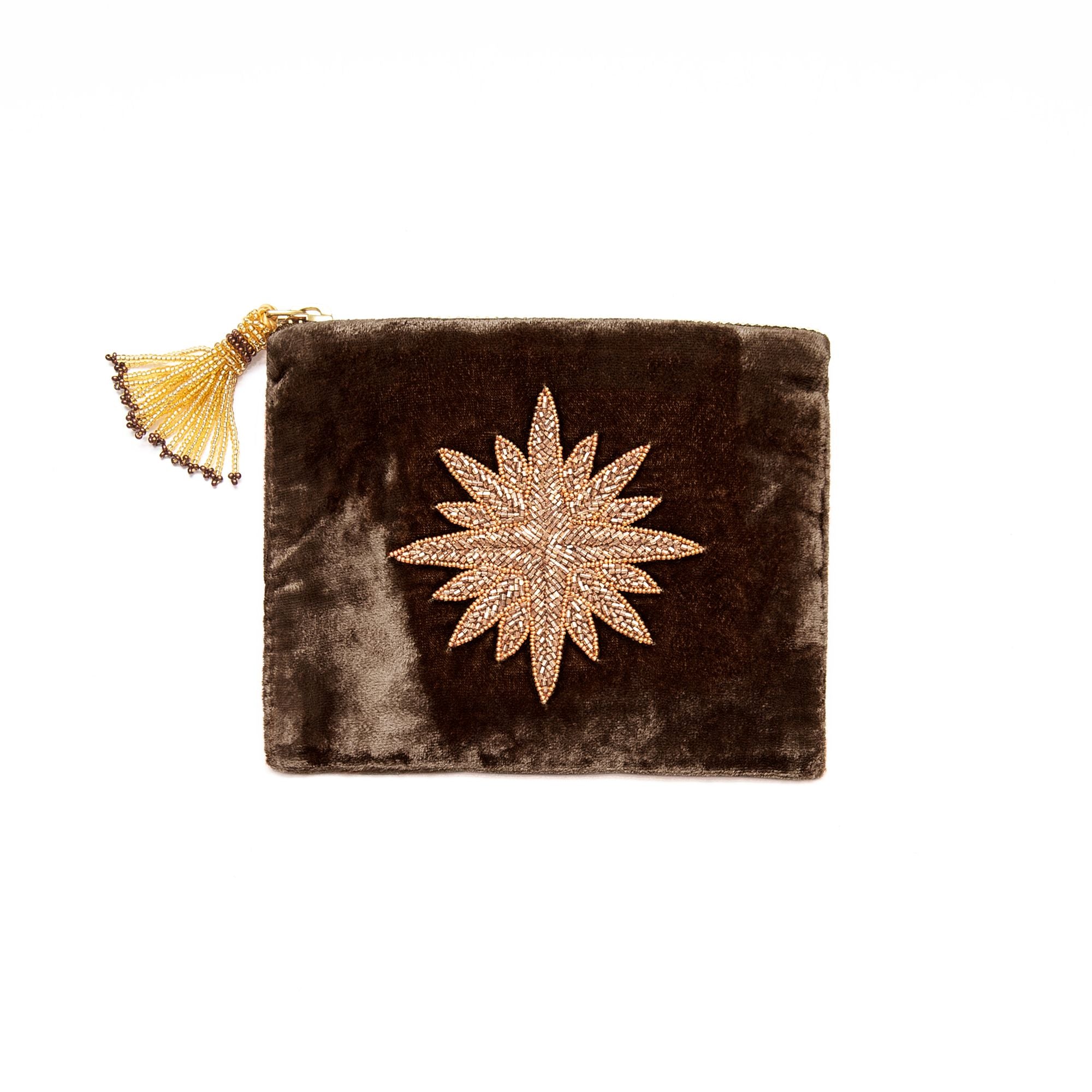 Velvet Pouch Star in Brown, from Olivia Dar