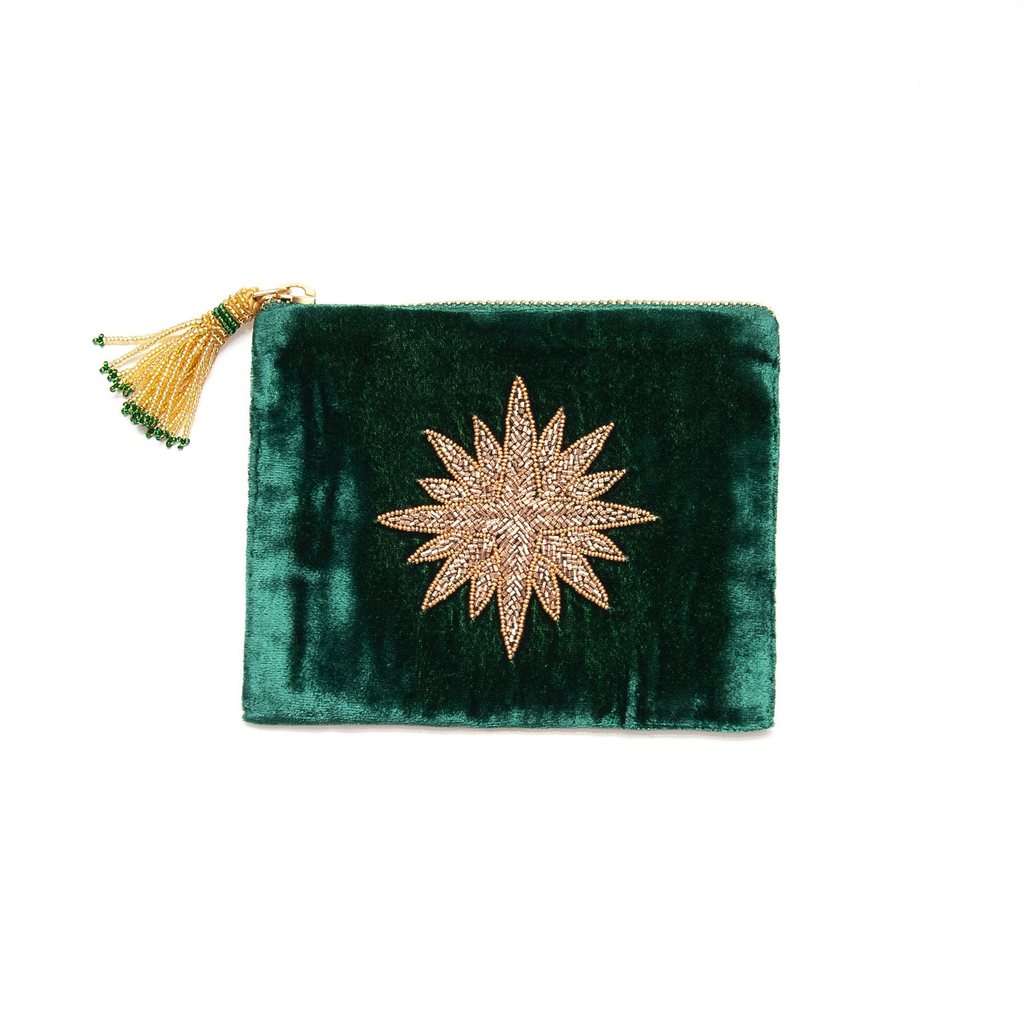 Velvet Pouch Star in Green, from Olivia Dar