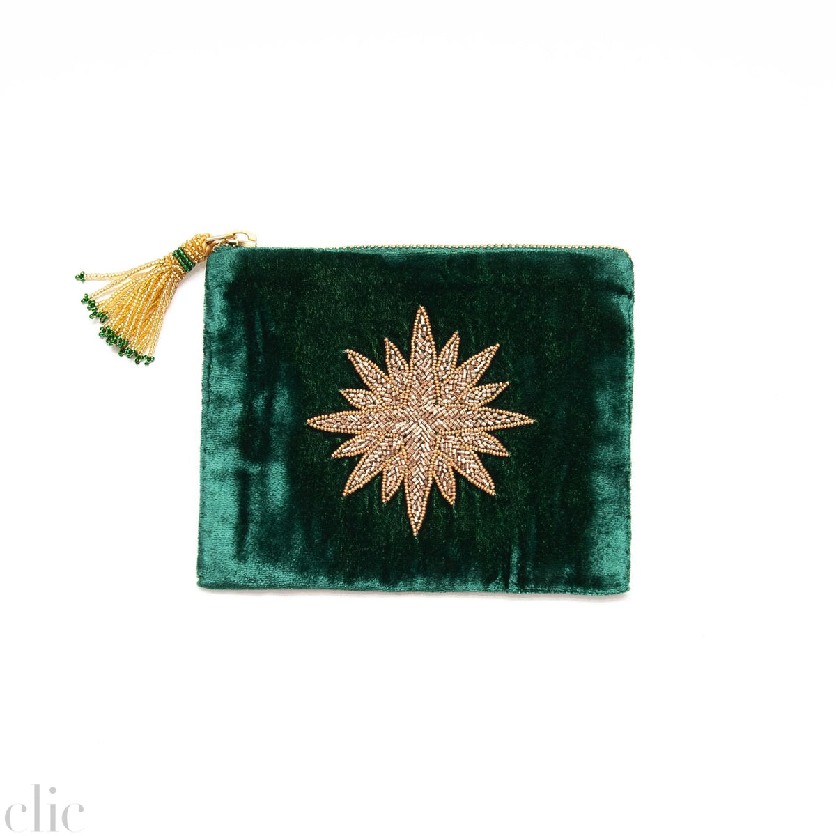 Velvet Pouch Star in Green, from Olivia Dar