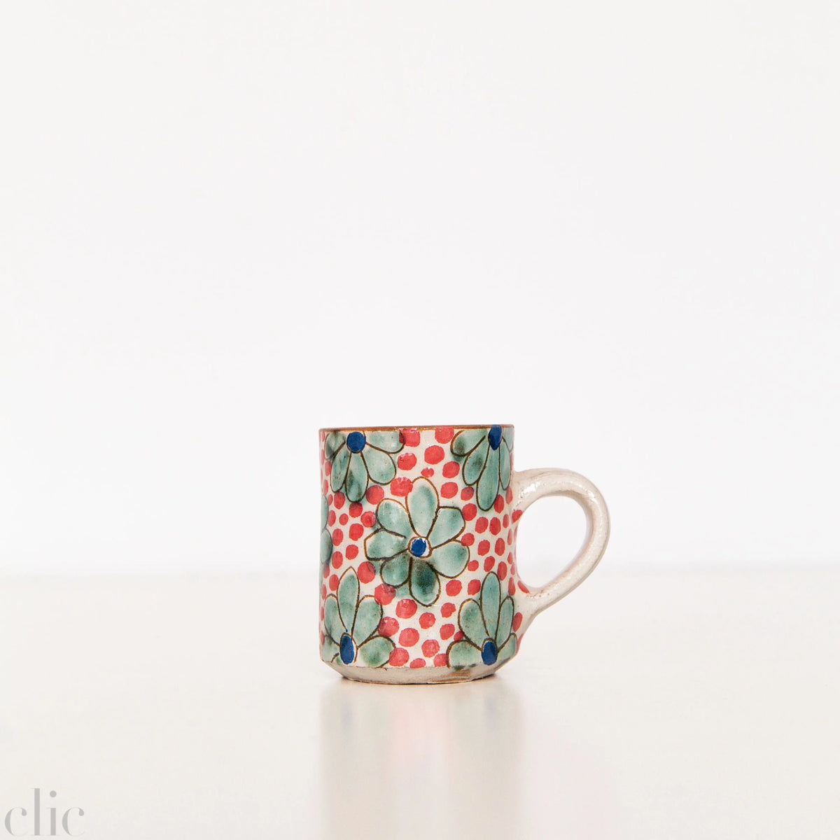 Daisy Fields Ceramic Espresso Mug in Red, from Kiliim