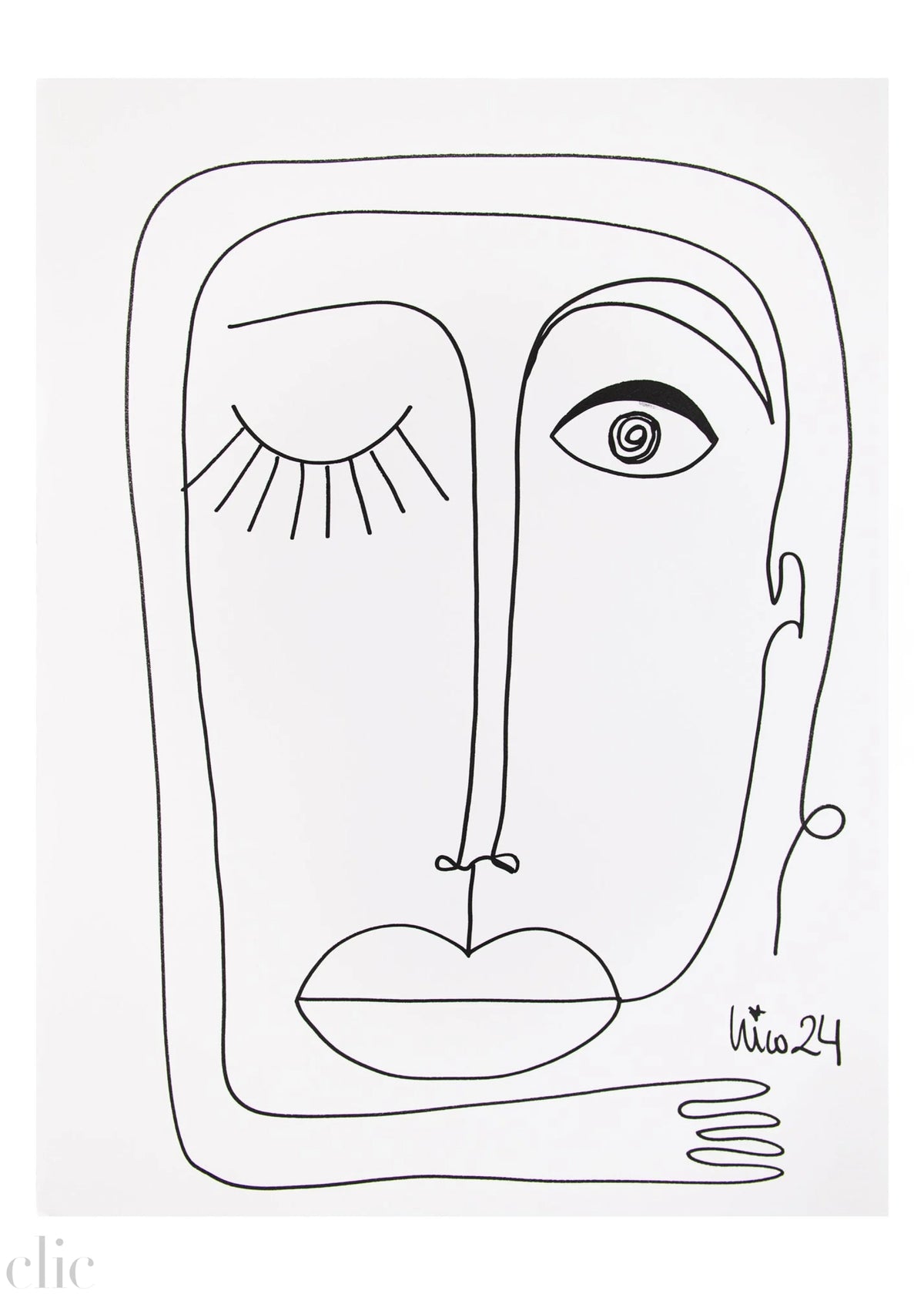 Large Visage 2 in Black & White, by Nicolette Schouten