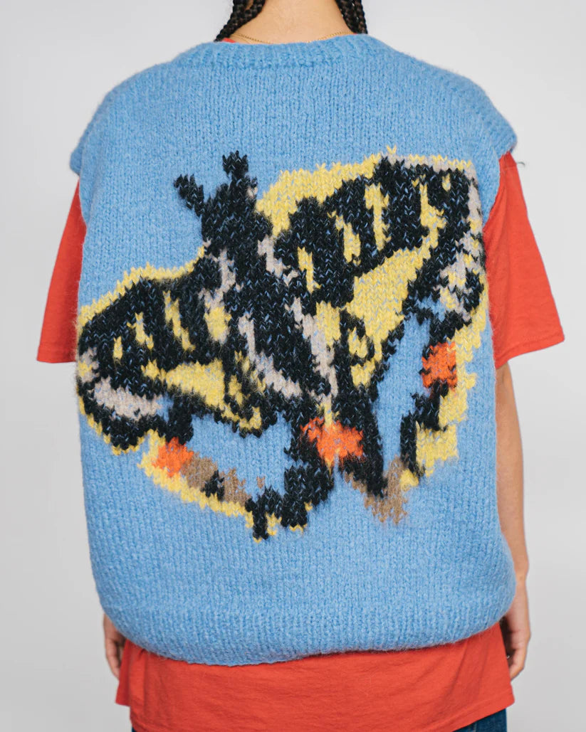 Butterfly Hand Knitted Vest in Blue, from Wild Animals
