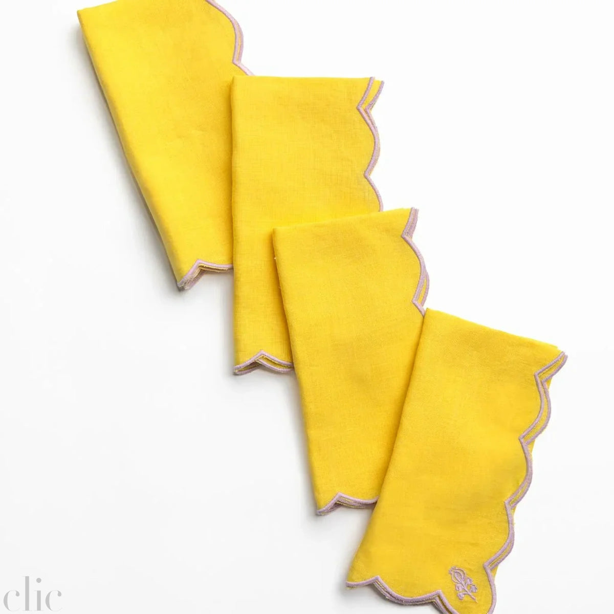 Scalloped Buti Napkins in Snapdragon, from Pomegranate