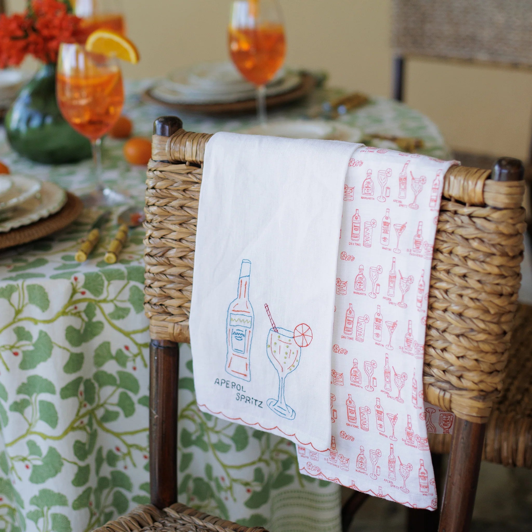 Set of 2 Aperol Spritz Linen Tea Towels, from Pomegranate