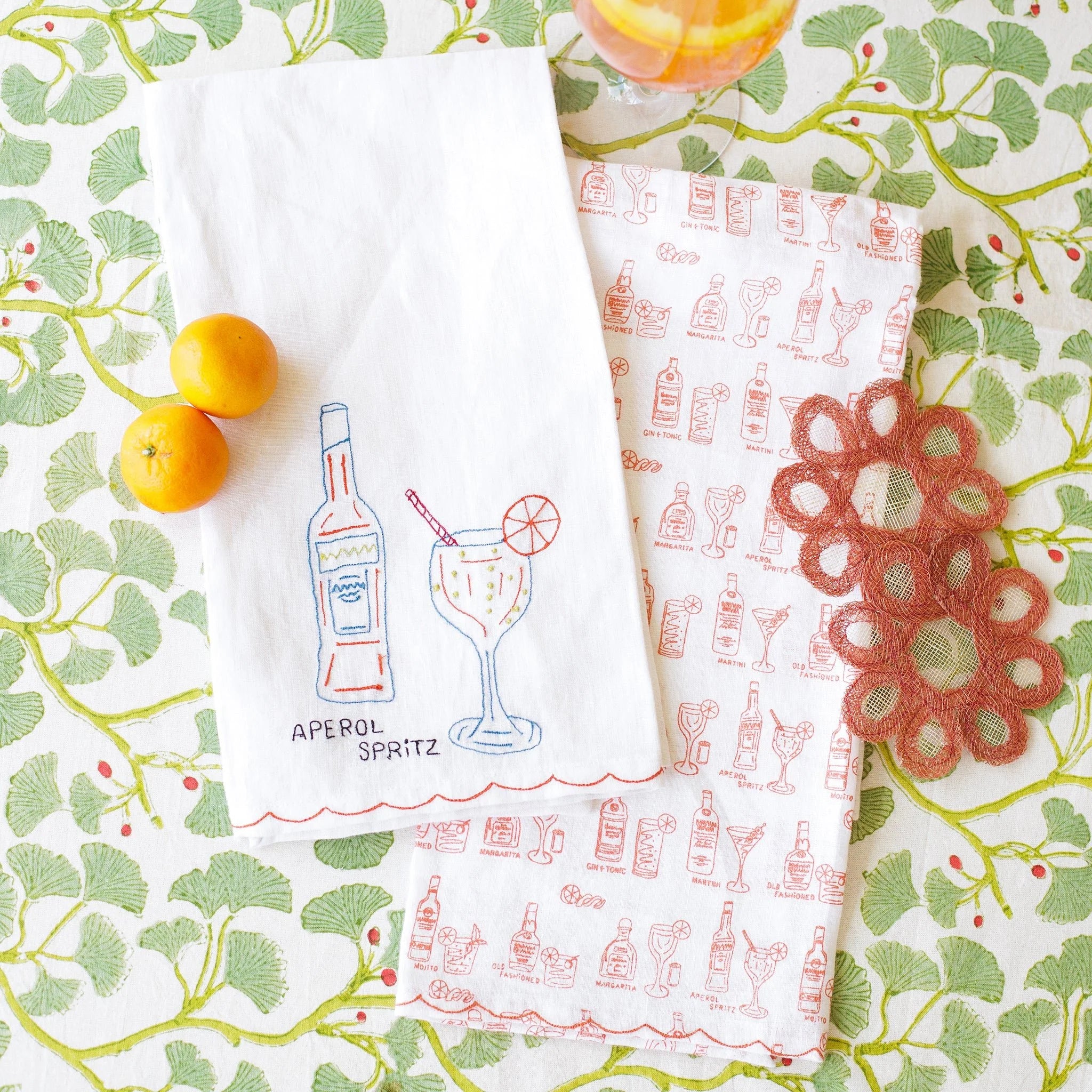 Set of 2 Aperol Spritz Linen Tea Towels, from Pomegranate