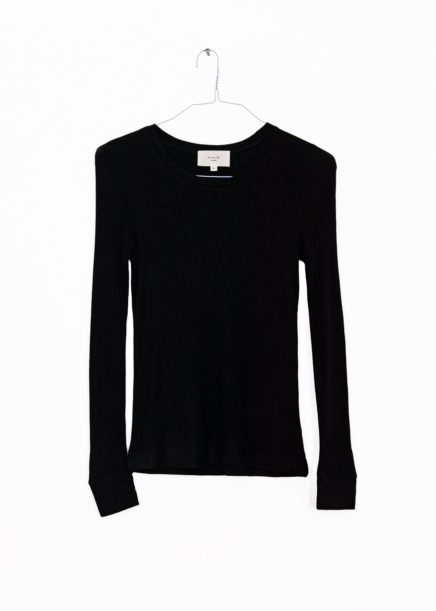 Wool Blend Lightweight Top in Black, from Amente