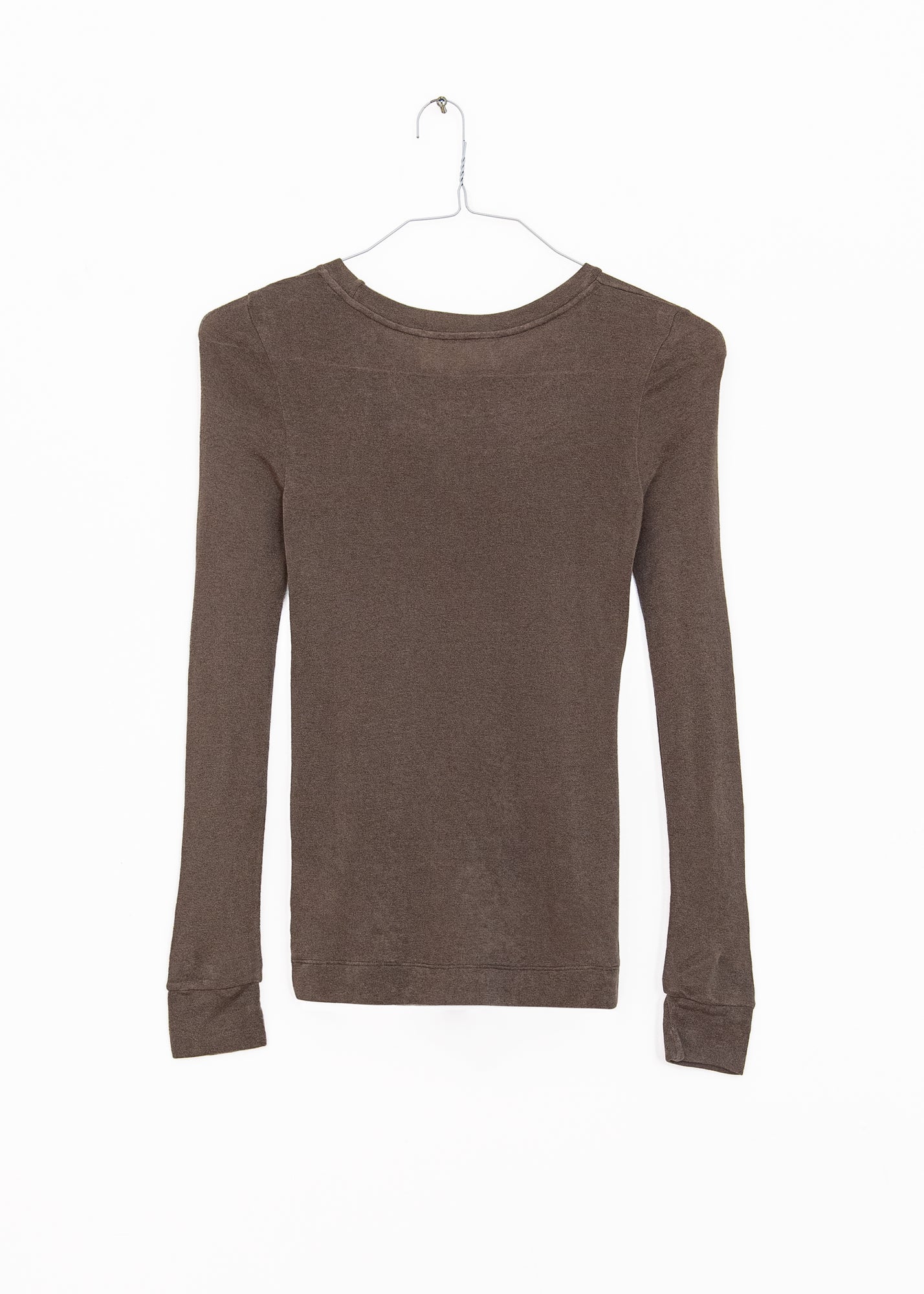Wool Blend Lightweight Knit Top in Brown, from Amente