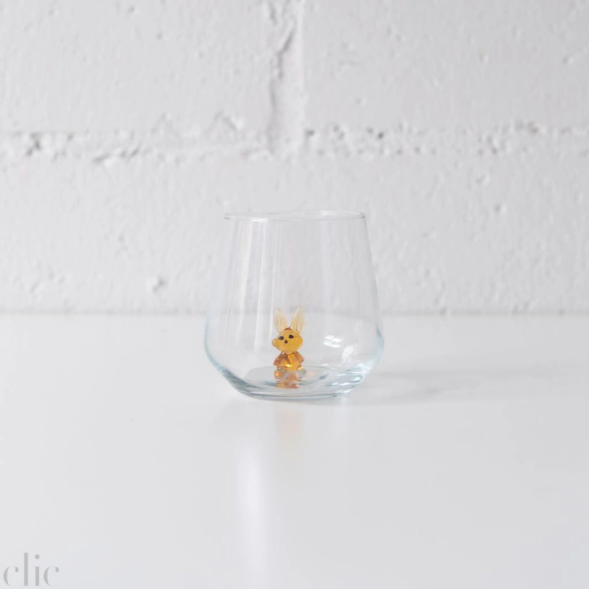 Rabbit Drinking Glass in Amber