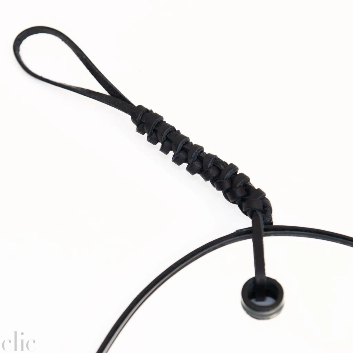 Mirror 45 with Woven Pebble Leather in Black