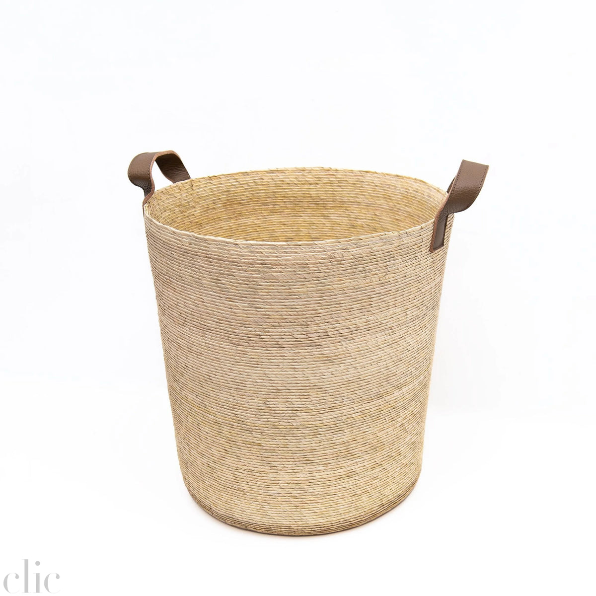 Tambo Basket in Natural with Leather Handels