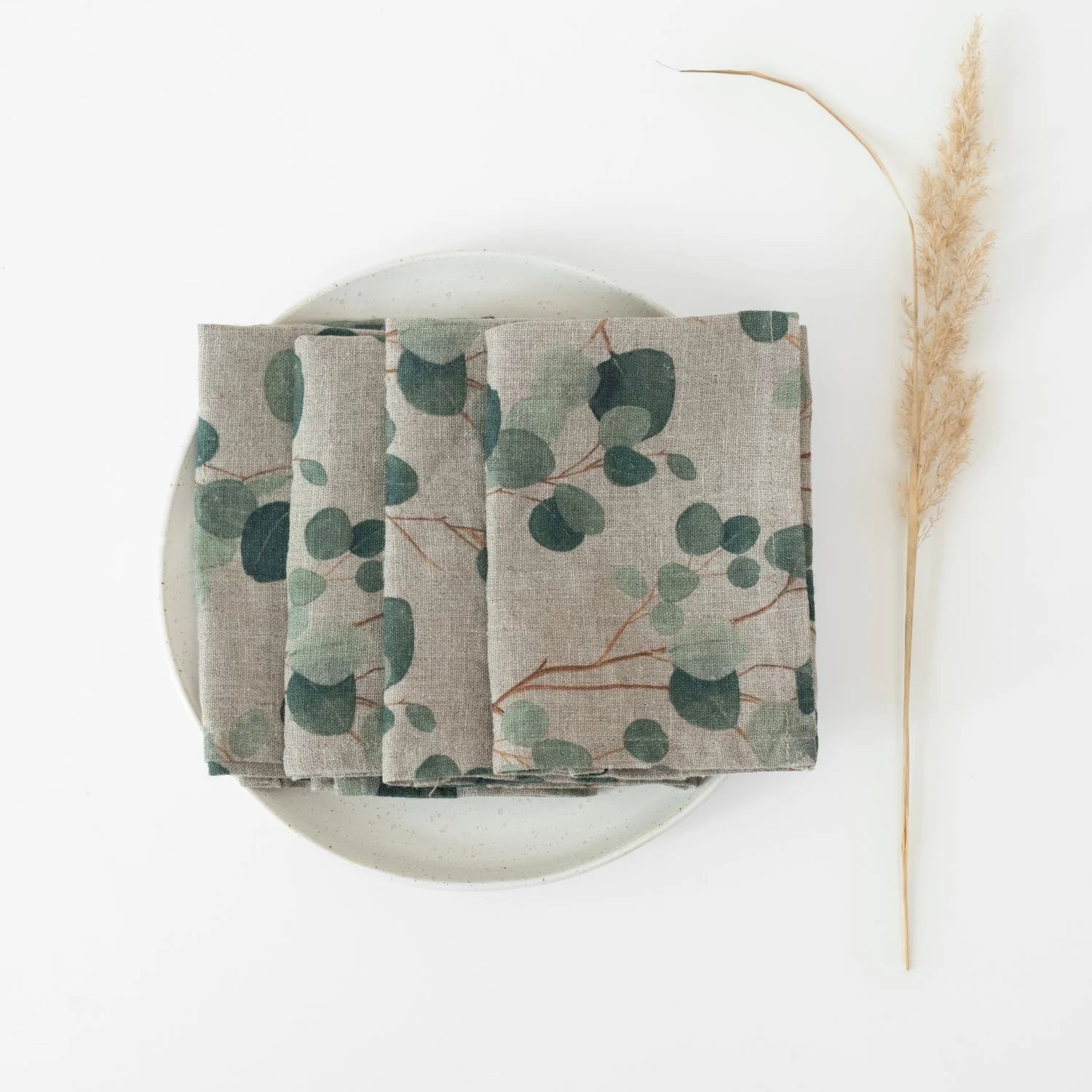 Eucalyptus Napkins Set of 2 in Natural Linen, from Linen Tales