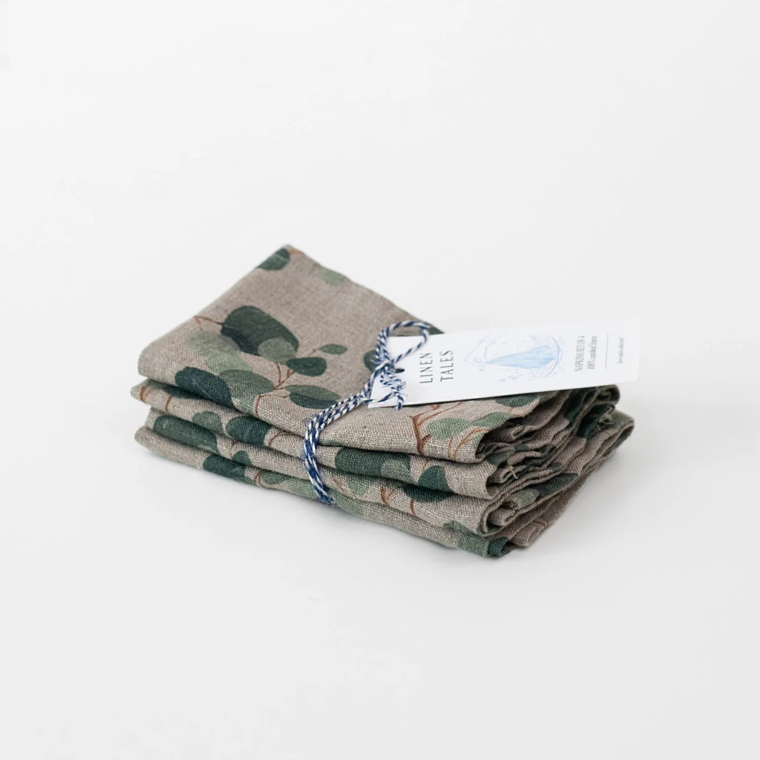 Eucalyptus Napkins Set of 2 in Natural Linen, from Linen Tales