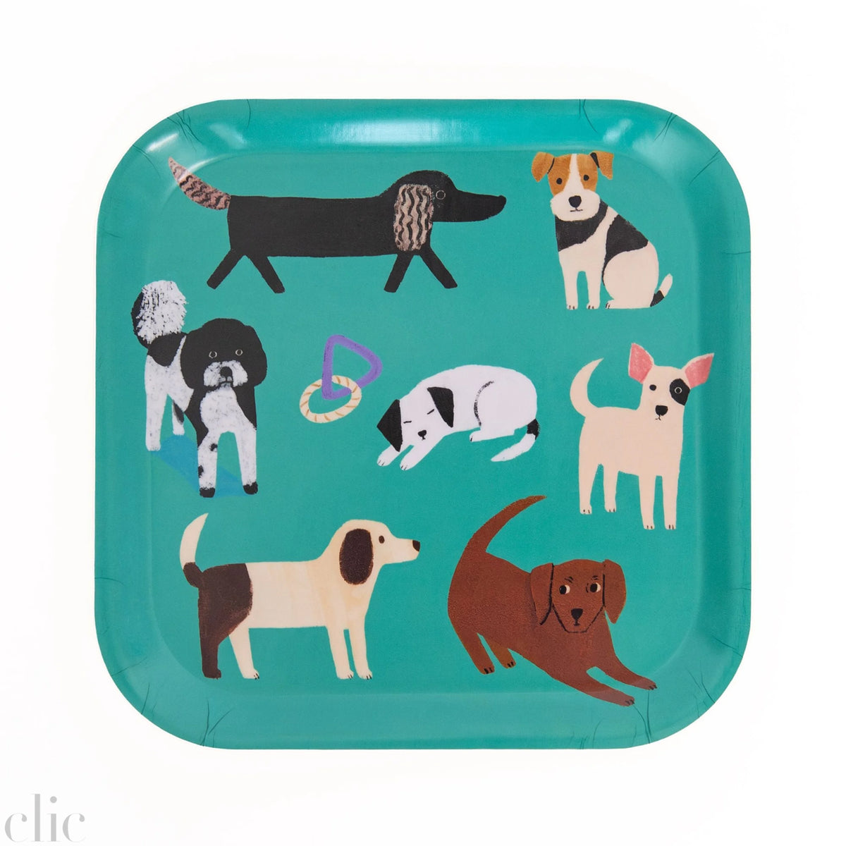 Small Dogs Square Tray in Jade, from Avenida Home