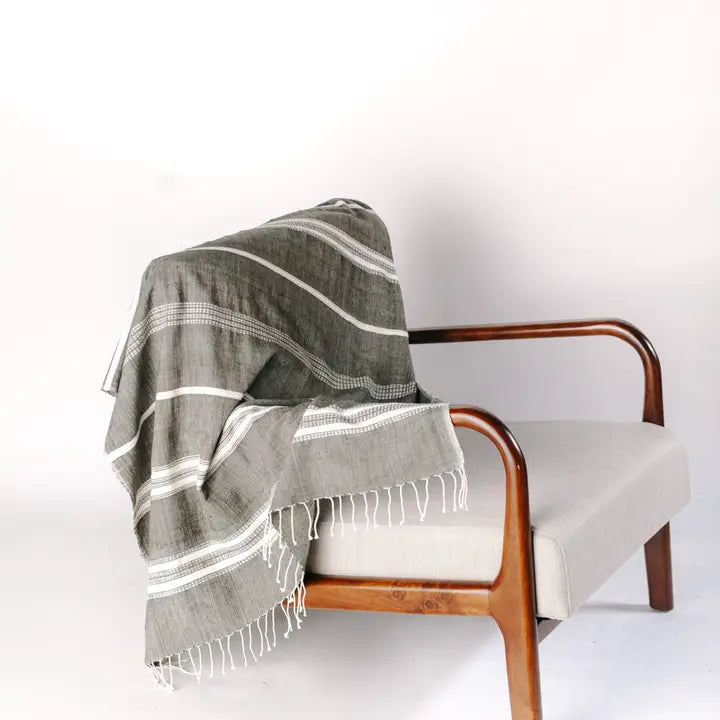 Aden Cotton Throw in Grey and Natural, from Creative Women