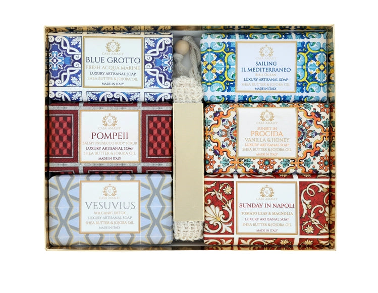 Sailing Il Mediterraneo 6 Pack Soap Bars + Sisal Bag, from Casa Amalfi