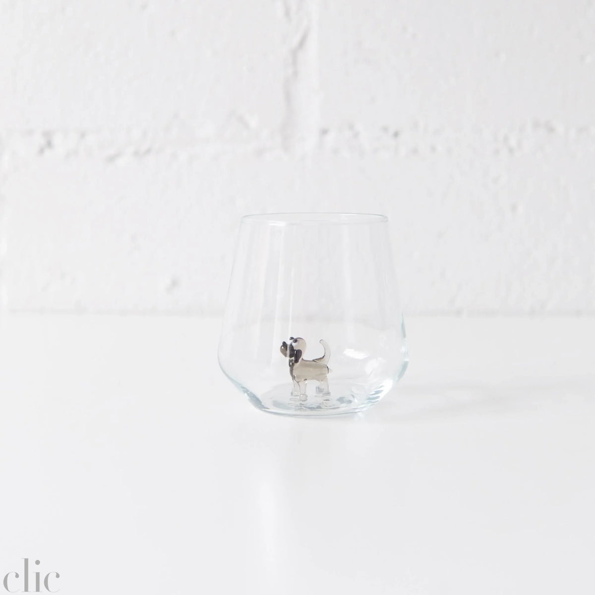 Dog Drinking Glass