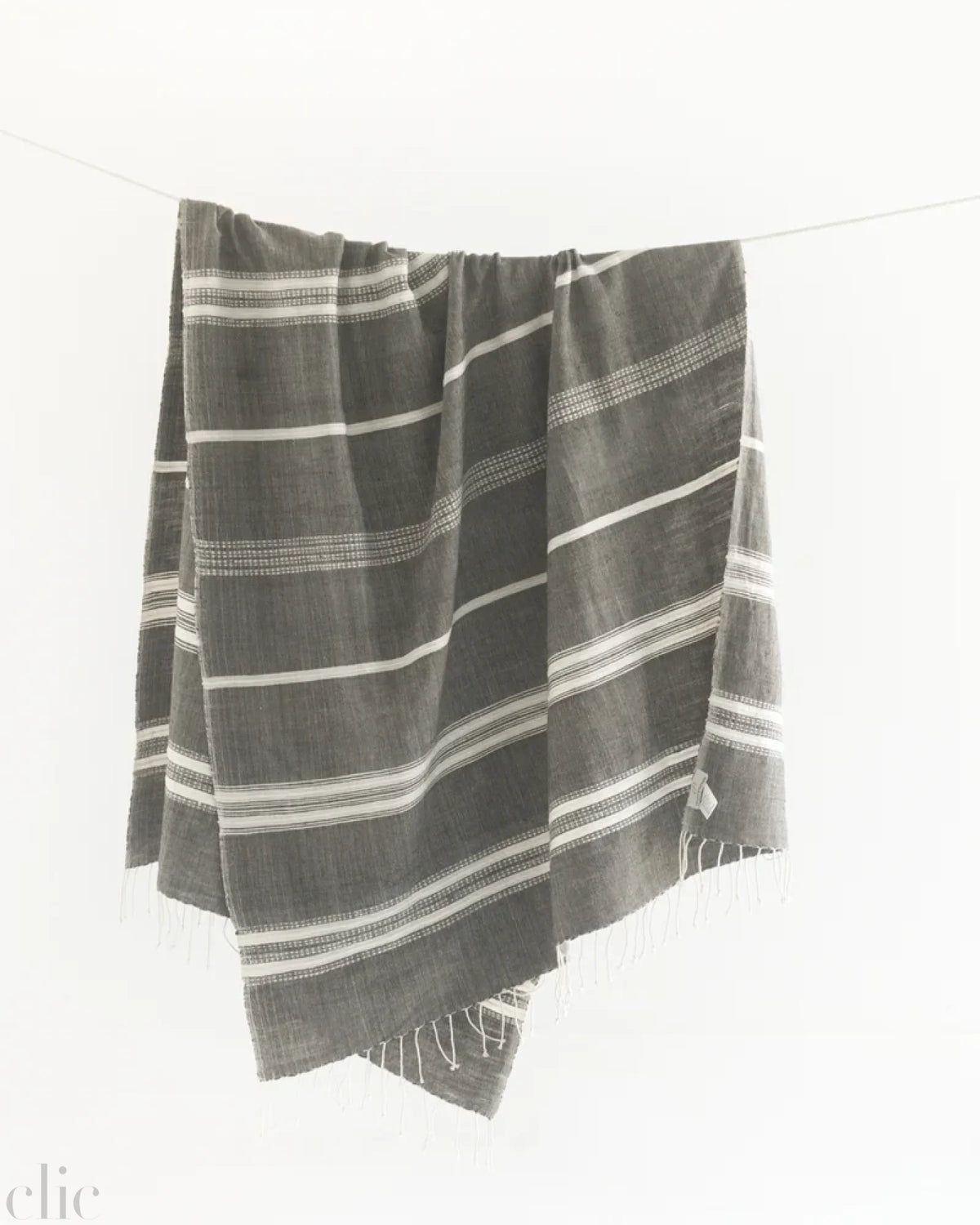 Aden Cotton Throw Blanket in Grey and Natural, from Creative Women