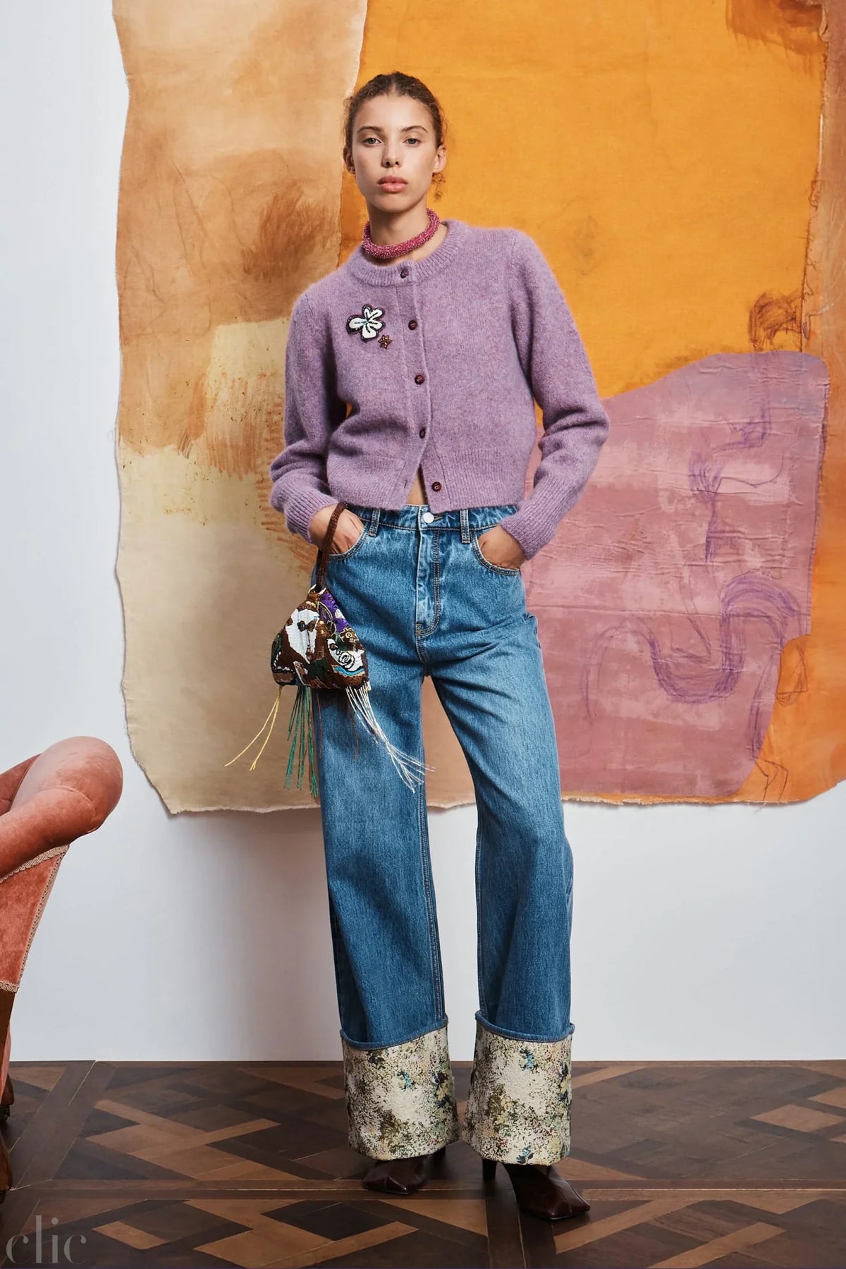 Reggie cropped Cardigan in Liliac, from Alemias